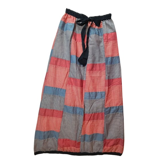 J. Estes Skirt Vintage 70s Patchwork Quilted Maxi Red Blue Flowy  Boho Prairie M - Picture 8 of 12